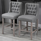 HOMCOM - Tabouret de bar sans accoudoirs à dossier capitonné, chaise haute - gris - paquet de 2-Le lin respirant recouvre l'assise en mousse souple, donnant à ces chaises un aspect moderne et élégant
