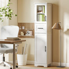 HOMCOM - Armoire de salle de bain étroite autoportante 67 po, blanche-Kit anti-basculement et pieds réglables assurent stabilité et sécurité pour votre famille 
