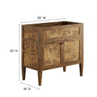 Modway - Elysian 36" Armoire de toilette de salle de bain (lavabo non inclus) - Brown-Charnières de cuisine dissimulées