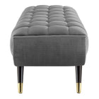 Modway - Adept 60" Performance Velvet Banc - Gris-Capuchons de pied en métal doré