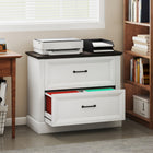 HOMCOM - Armoire à dossiers à 2 tiroirs pour dossiers suspendus Letter/A4/Legal - blanc-La surface supérieure peut accueillir une imprimante, un scanner ou des objets de décoration en toute simplicité 