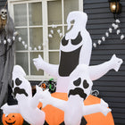 HOMCOM - 1 - 8 m Gonflable Halloween Citrouille Fantômes pour jardin-Couleur primaire : orange, blanc 