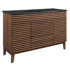 Modway - Render 48" Vanité de salle de bain à un seul lavabo - Noir noyer-Vanité moderne du milieu du siècle