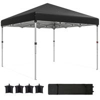 Outsunny - Tente auvent pliante 10 pi l x 10 pi L avec parois latérales amovibles et sac de transport - Noir-Le design pop-up permet de monter et démonter la tente de gazebo en quelques minutes