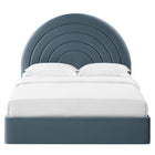 Modway - Solana Arqué Performance Velvet Lit de plateforme complet, Cadet Blue-Cadre de plate-forme