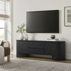 Modway - Duval Ovale de 71 pouces Armoire TV, Noir-2 tiroirs et 2 armoires