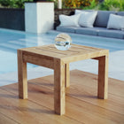 Modway - Upland Terrasse extérieure Bois Table d’appoint - Naturel-Construction en teck massif