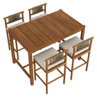 Modway - Eleni 5 pièces Terrasse extérieure Bois de teck Bar Set - Voile naturel-Capsules de pied non marquées