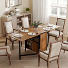 HOMCOM - table à manger pliante à abattants 67 po avec étagères de rangement pour 4 - brun-Le plateau de table peut être replié à moitié ou complètement pour répondre à divers besoins