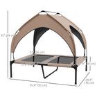 PawHut - Lit pour chien surélevé, lit rafraîchissant avec auvent pour M L, couleur café-Comprend un sac de transport pour une portabilité et un rangement pratiques 