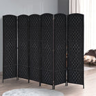 HOMCOM - Séparateur de pièce autoportant 6 panneaux tressé à la main pour bureau à domicile - noir-Conception pliante avec six panneaux, facile à créer un nouveau look et peu encombrant pour le rangement 
