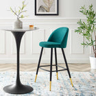Modway - Cordial Tissu Tabourets de bar - Sarcelle - Ensemble de 2-Jambes en métal noir mat