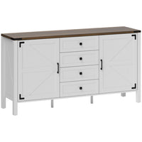 HOMCOM - Buffet de style ferme 59,2 po L avec plateau épais - blanc vieilli-Un large plan de travail accueille confortablement votre cafetière, bouilloire et tous vos accessoires de préparation 