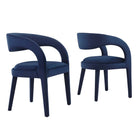 Modway - Pinnacle Performance Velvet Chaise à manger Ensemble de 2 - Bleu Minuit-Ensemble de chaises de salle à manger modernes