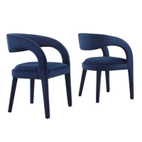 Modway - Pinnacle Performance Velvet Chaise à manger Ensemble de 2 - Bleu Minuit-Ensemble de chaises de salle à manger modernes