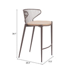 Zuo - Silues Tabouret de comptoir - Taupe/Brun - Ensemble de 2-7