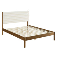 Modway - Olea Bois massif Boucle à touffes de canal Lit de plateforme complet, Noyer plume-Tête de lit tapis en boucle touffée Channel