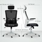 HOMCOM - Chaise de bureau ergonomique avec repose-tête réglable - noir-Siège pivotant à 360° et roulettes en PU pour un déplacement fluide sur différents sols 