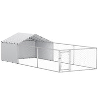 PawHut - Chenil extérieur pour chien avec abri - 19,7 pi L x 7,5 pi l x 4,9 pi H-Espace de vie spacieux pour les grands chiens et les races plus petites 