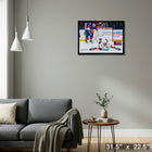 Alexander Ovechkin 895 Goals Celebration Washington Capitals - Toile encadree - 31" x 22"-Prêt à accrocher - livré entièrement assemblé