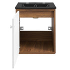 Modway - Transmit 18" Vanité de salle de bain murale - Noir noyer-Matériel Chrome