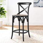 Modway - Gear Tabouret de comptoir - Noir-Siège en rotin tissé