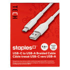 Staples - TECH Câble de chargement USB-C vers USB-A - 9,8 pi - blanc-Câble USB-C vers USB-A de 9,8 pi (3 m) qui transfère les données à des vitesses allant jusqu’à 480 Mb/s