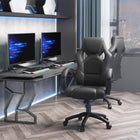 HOMCOM - Chaise de bureau style voiture de course-Appuie‑tête, dossier, accoudoirs et assise épais et indéformables pour un confort ultime