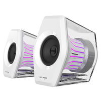 Hecate - Haut-parleurs de jeu Hecate G2000 Pro 2.0, son ambiophonique virtuel 7.1, RGB, Bluetooth, puissance de crête de 64 W et éclairage TempoFlow – Blanc-64 W de puissance totale dans un format compact, offrant une scène sonore expansive. Malgré sa petite taille, il prend en charge jusqu’à 64 W de sortie, créant un champ sonore large et immersif. Combiné à une architecture 2.0 pour les canaux gauche et droit, il construit une scène sonore profonde et cinématographique qui vous permet de profiter pleineme