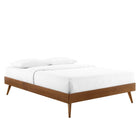 Modway - Willow Bois Lit à plateforme complet avec pieds écartés, Noyer beige-Système de soutien en lattes de bois