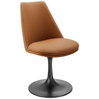 Modway - Lippa Salle à manger pivotante Cuir végane Fauteuil d’appoint - Black Tan-Rembourrage en cuir végane