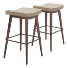Zuo - Divat Tabouret de comptoir - Beige/Noyer - Ensemble de 2-Repose-pieds ergonomique et confortable