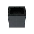 Modway - Bryn Support mural de 24" Vanette de salle de bain - Gris Noir-Portes à fermeture douce