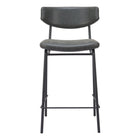 Zuo - Charon Tabouret de comptoir - Noir vintage - Ensemble de 2-Tissu en faux cuir doux et durable