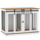 PawHut - meuble cage pour chien 47 po avec panneau de séparation - blanc-Peut servir de meuble TV, de table d’appoint et de cage décorative pour chien 