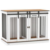 PawHut - meuble cage pour chien 47 po avec panneau de séparation - blanc-Peut servir de meuble TV, de table d’appoint et de cage décorative pour chien 