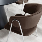 Modway - Nella Rembourré Performance Velvet Chaise à manger Ensemble de 2 - Marron chocolat-Bouton rond décoratif