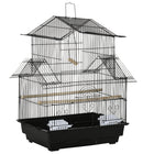PawHut - Cage pour oiseaux d'intérieur 25 po H avec perchoir, balançoire, récipient à nourriture, plateau coulissant, poignée - noir-Cadre en métal solide, fil d'acier et construction en plastique robuste conçus pour durer 