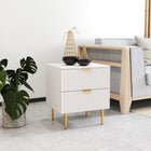 HOMCOM - Table de nuit avec 2 tiroirs - blanc-Assemblage requis 