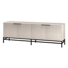 Hudson&Canal - Meuble TV Montello pour téléviseurs jusqu'à 78" - Blanc aulne-Le dessus a une capacité de poids de 75 lb, la zone de stockage intérieure peut contenir 35 lb sur chaque étagère