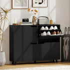 HOMCOM - Armoire à chaussures avec 4 tiroirs rabattables pour rangement - noir-Quatre tiroirs basculants avec étagères réglables s'adaptent à différents types et tailles de chaussures 