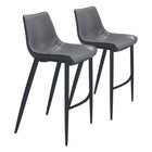 Zuo - Magnus Tabouret de bar - Gris foncé/Noyer - Ensemble de 2-Design ergonomique
