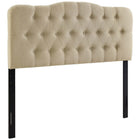 Modway - Annabel Tissu rembourré Tête de lit Queen, Beige-Tête de lit élégamment touffée à boutons