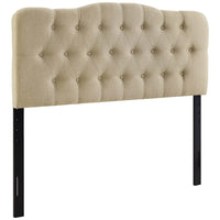 Modway - Annabel Tissu rembourré Tête de lit Queen, Beige-Tête de lit élégamment touffée à boutons