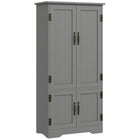 HOMCOM - Armoire de cuisine 48 po avec étagères - gris-2 étagères réglables et amovibles dans une armoire de rangement supérieure pour un stockage plus flexible 