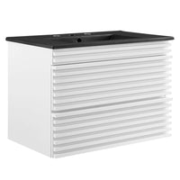 Modway - Render Fixation murale de 30" Vanette de salle de bain - Blanc Noir-Vanité moderne du milieu du siècle