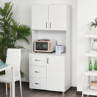 HOMCOM - Armoire de cuisine autoportante avec deux portes - blanc-L’espace ouvert au milieu convient à une cafetière et à d’autres petits appareils de cuisine 
