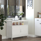 HOMCOM - Buffet de cuisine 39,4 po L armoire de rangement - blanc-Un placard, une étagère ouverte et un large plan de travail pour le rangement et l’organisation 