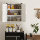 HOMCOM - Armoire murale de salle de bain style ferme avec portes de grange et étagères ajustables - blanc-Assemblage requis