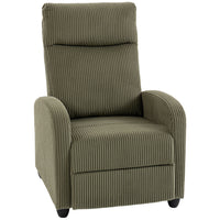 HOMCOM - Fauteuil inclinable push back avec assise rembourrée pour home cinéma - vert foncé-En appuyant sur le dossier, le fauteuil s’incline jusqu’à 135°, tout en soulevant le repose-pieds 